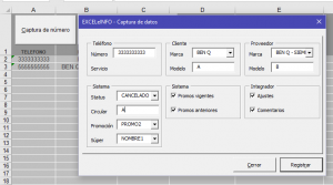 Ejemplo de formulario de captura en Excel