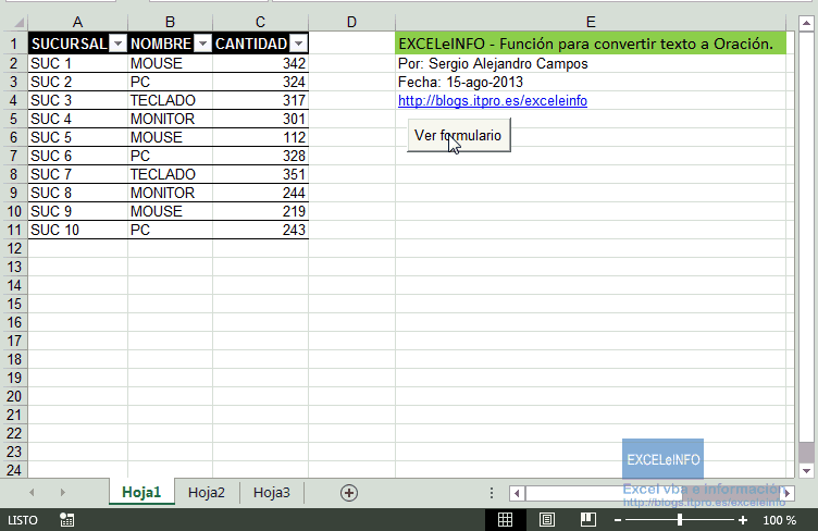 Mostrar tabla en ListBox de Excel