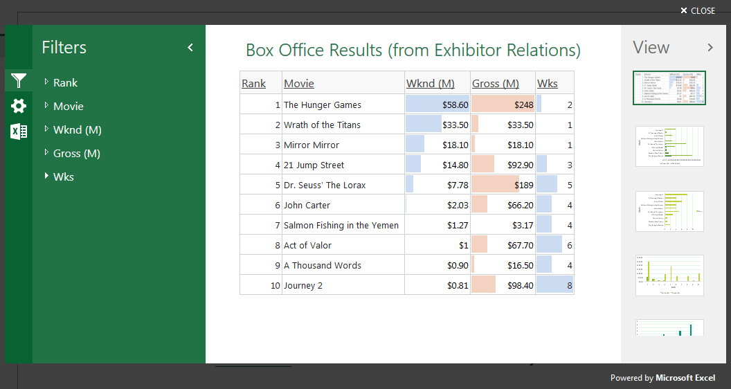 Excel mashup Interactive View
