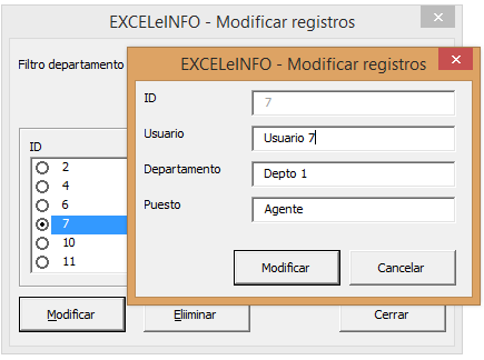 Actualizar registros en Excel con formulario