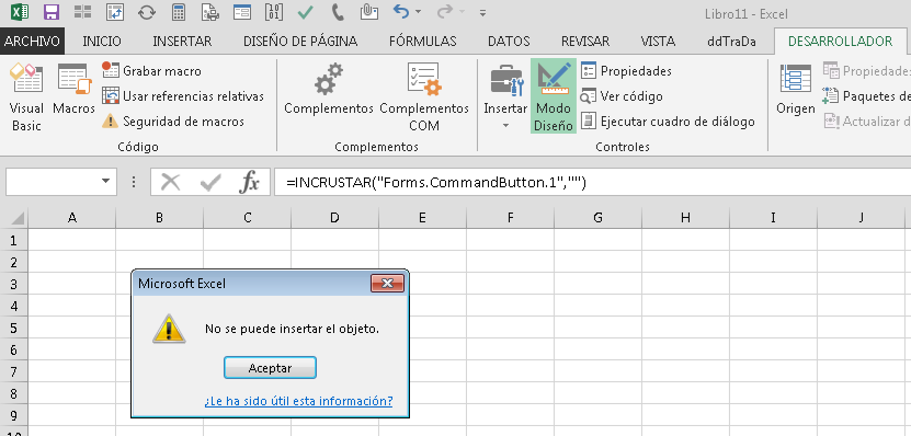Controles ActiveX deshabilitados en Excel después de aplicar actualización