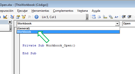 Ejecutar macros al abrir un archivo en Excel con el evento Workbook_Open