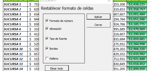 Macro en Excel para restablecer formato de celdas, usando formulario con opciones combinables