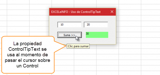 Formularios más amigables con la propiedad ControlTipText en Excel vba