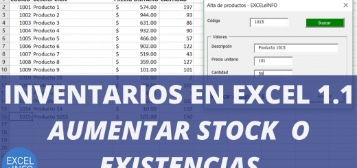 Inventarios en Excel Parte 1.1 – Modificación de productos y aumentar el stock o existencias