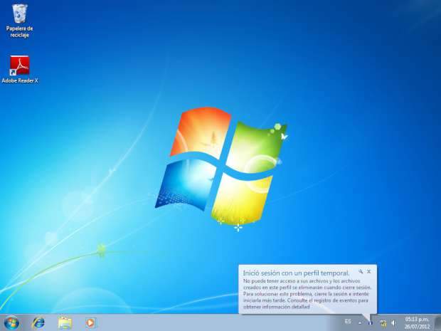 error perfil temporäre Windows 7