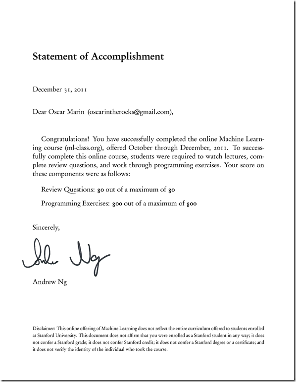 20120110 ML-Class Statement of Accomplishment 49116