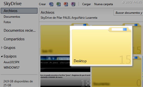 Copia de la carpeta del Sistema DESKTOP en SkyDrive (en la nube)