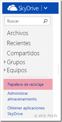 Papelera de reciclaje en SkyDrive