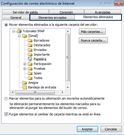 Fichas en Outlook 2010