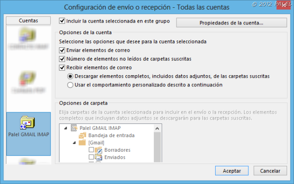 Envío y recepción en Outlook 2013