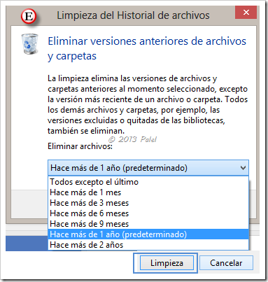 Historial de archivos - Limpieza de versiones