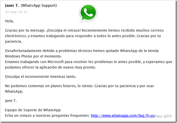 WhatsApp disponible - Palel.es