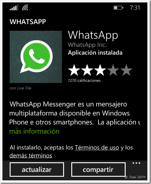 WhatsApp disponible - Palel.es