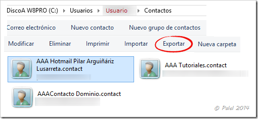 Exportar contactos desde WAB a Outlook 2013